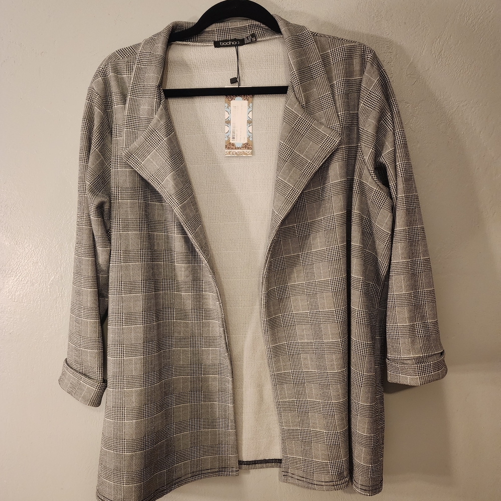 Boohoo Plus Black Plaid Pants And Blazer Bundle - Picture 3 of 4